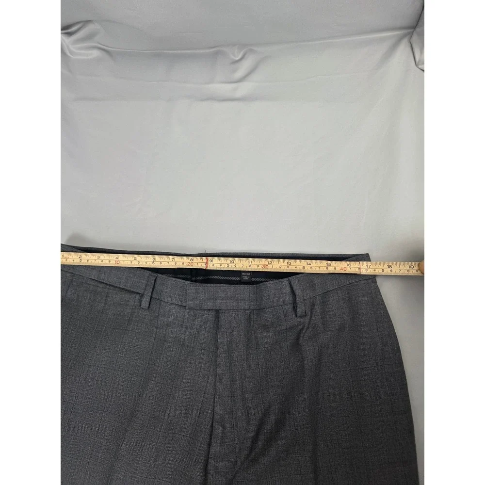 Banana Republic Modern Slim Fit Grey Glen Plaid Dress Pants Mens 36x30